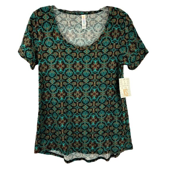 LuLaRoe Classic T Green Gold Print Size XS Top - Picture 1 of 4